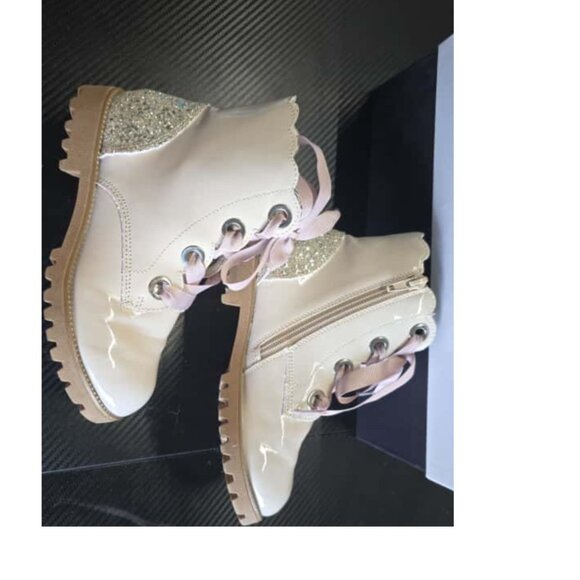 ✨ Happily Grey Girls Glitter Combat Boots – Size 1 – Like New ✨ - Picture 1 of 8